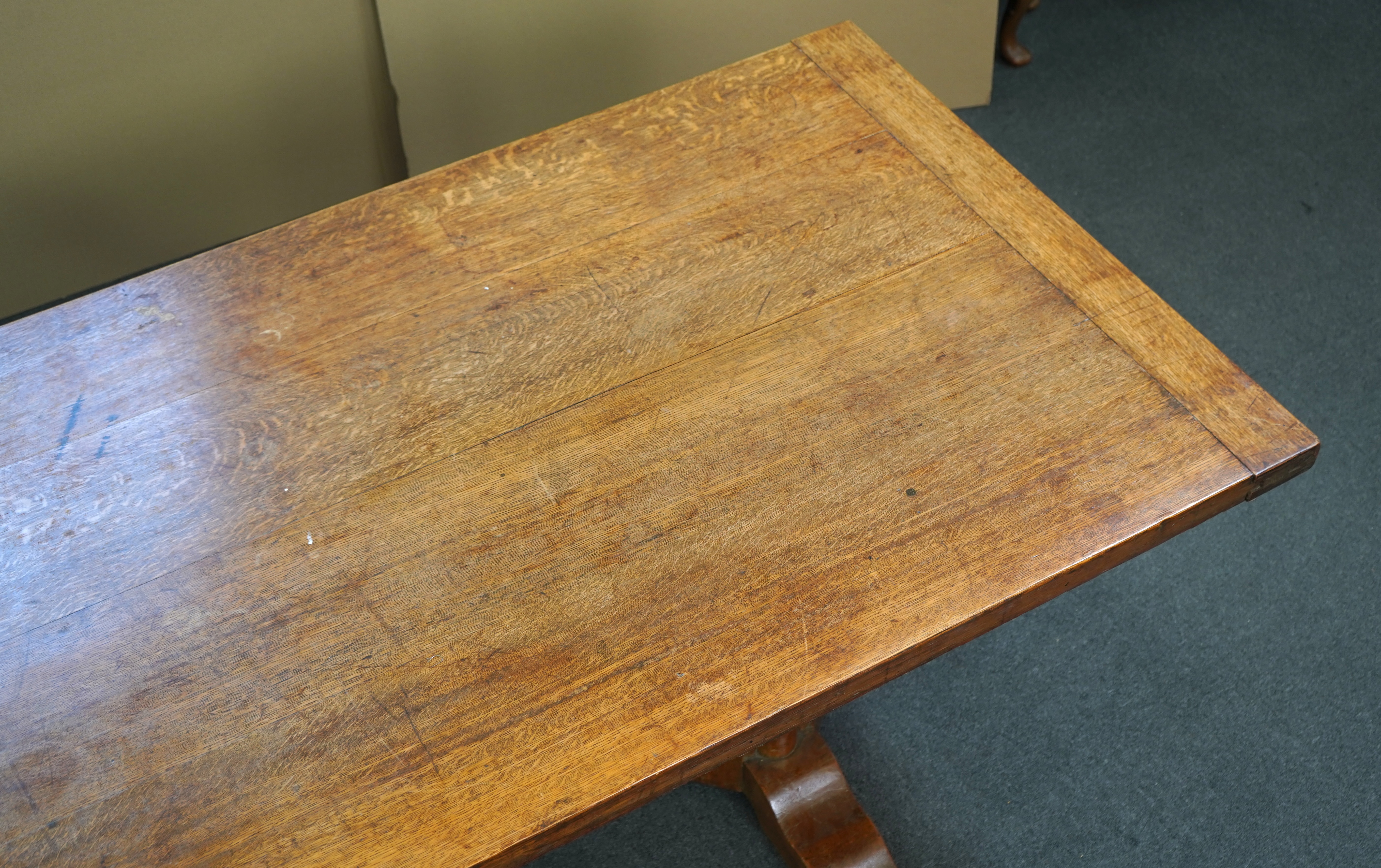 An Arts and Crafts oak refectory dining table